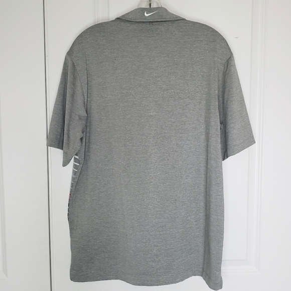 Nike Golf Dri-Fit Striped Short Sleeve Polo Shirt Gray Red M - Picture 4 of 8